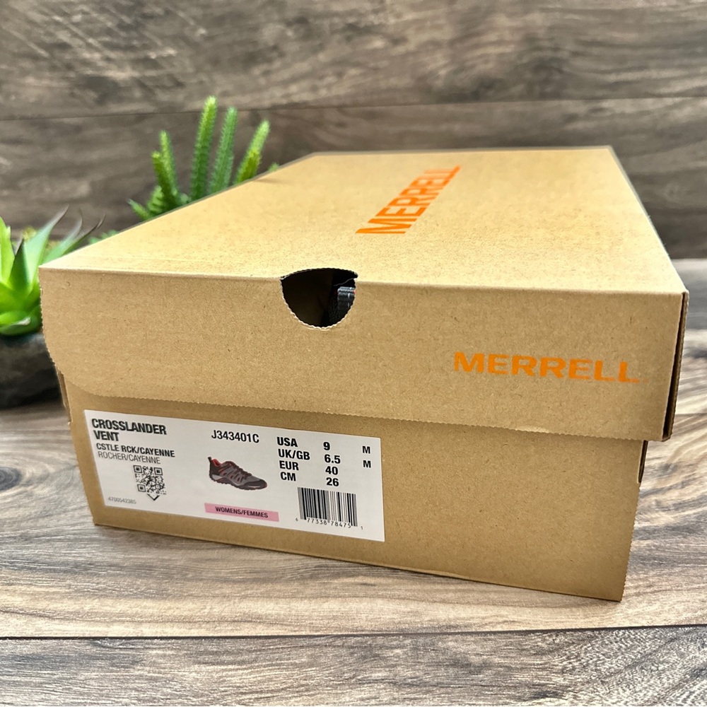 NIB Merrell Crosslander Vent Hiker Sneaker Gray Castle Rock Cayenne - Picture 12 of 15